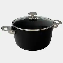 Swiss Diamond - CHD Nonstick Stock Pot with Glass Lid, 5.5 qt - Black