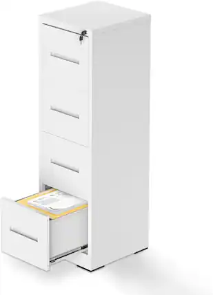 Front. U-HOMY - 4 Drawer Metal File Cabinet with Lock, Anti-Tip Vertical Filing for Home Office, Fits Letter/Legal.