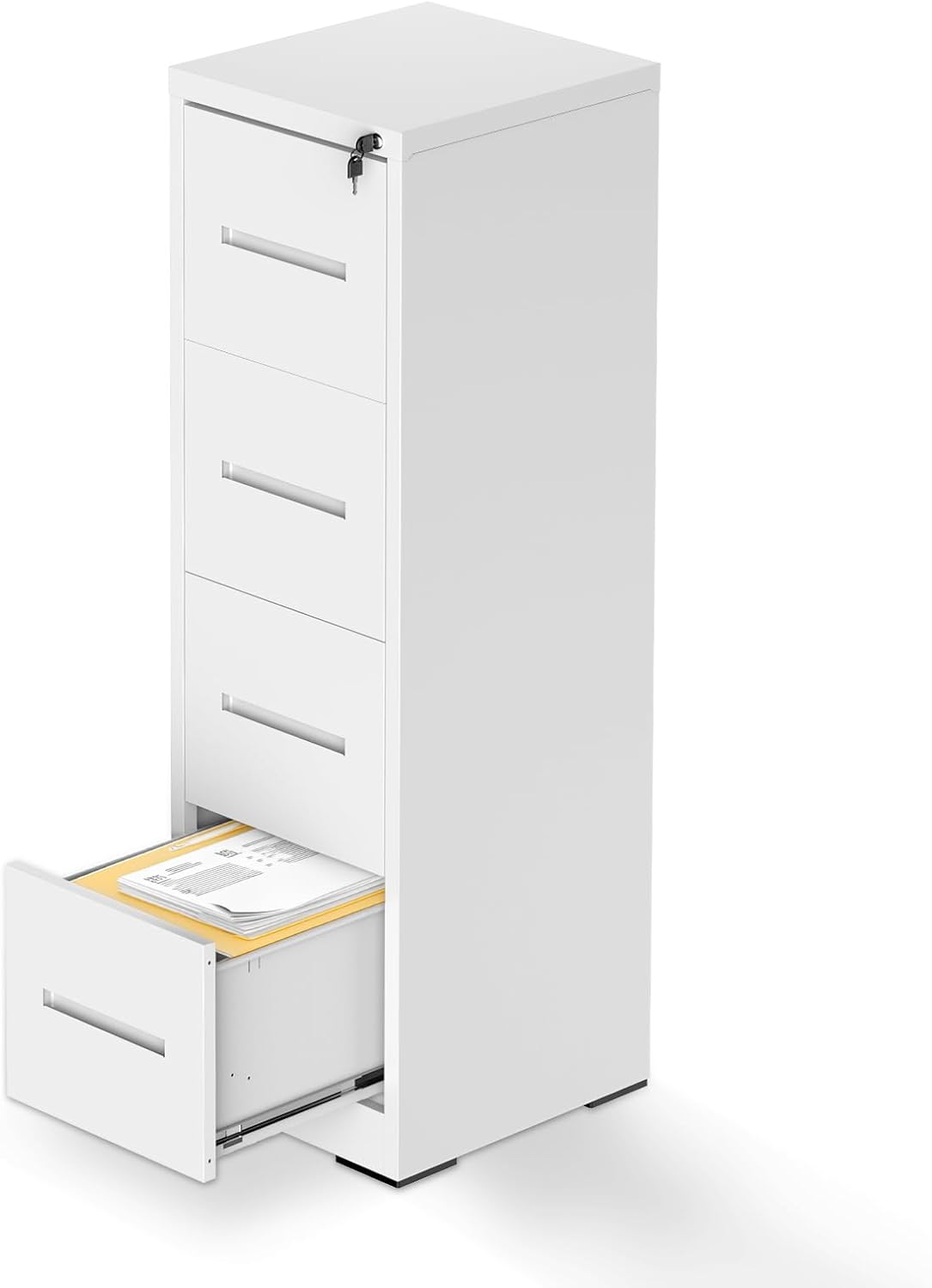 Front. U-HOMY - 4 Drawer Metal File Cabinet with Lock, Anti-Tip Vertical Filing for Home Office, Fits Letter/Legal.