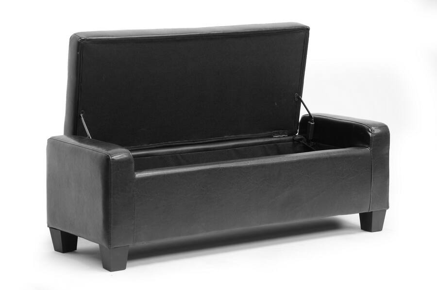 Angle. Baxton Studio - Manchester Ottoman - Black.