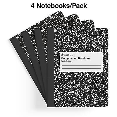 4 Notebooks/Pack  
Staples Composition Notebook  
Wide Ruled
