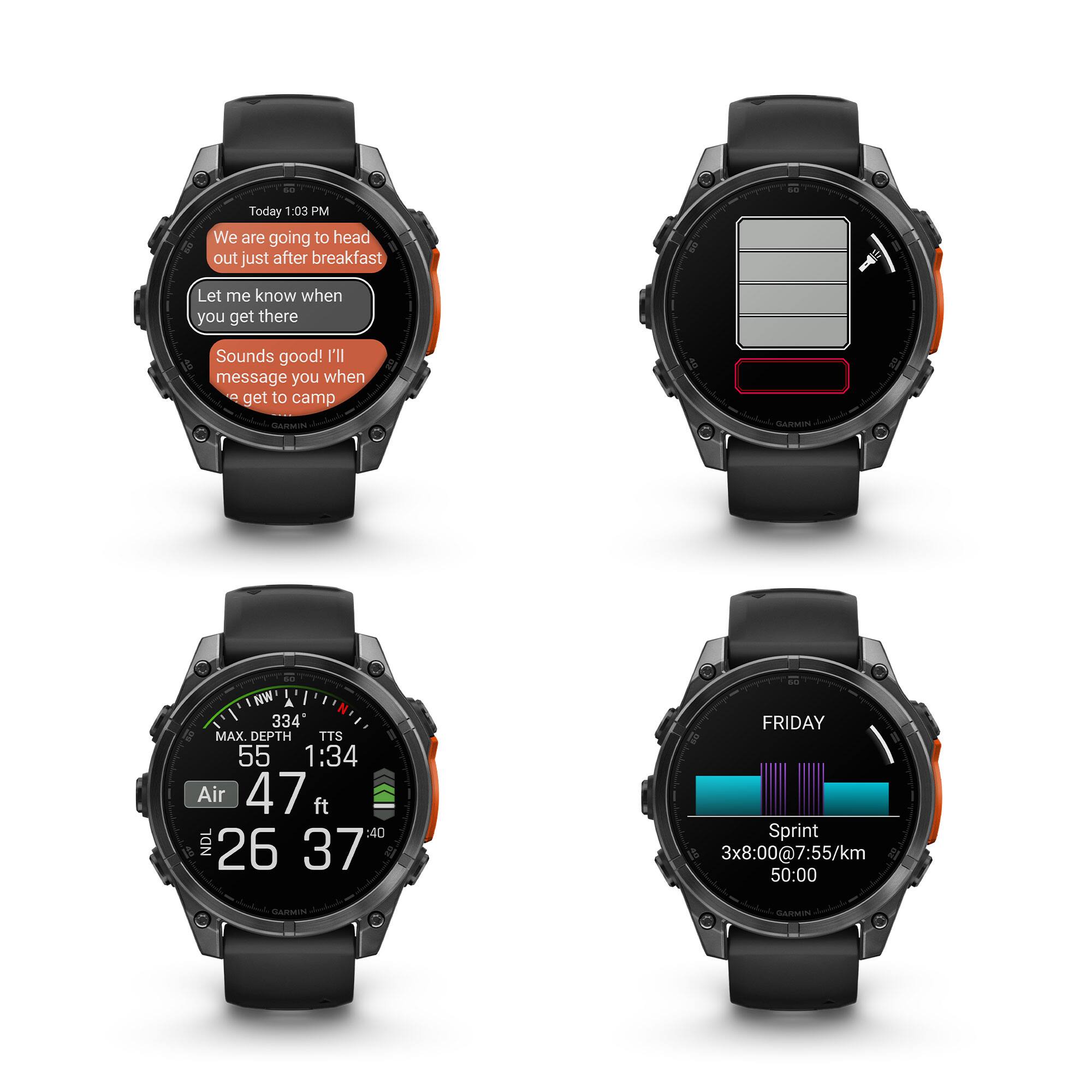 - Today 1:03 PM  
  We are going to head out just after breakfast  
  Let me know when you get there  
  Sounds good! I'll message you when I get to camp  

- El SARMIN GARMN - I NW 334  
  MAX. DEPTH TTS 55  
  1:34  
  Air 47 ft  
  :40  
  NDL 26 37  

- FRIDAY  
  Sprint 3x8:00@7:55/km  
  50:00  

- GARMEN GARMIN