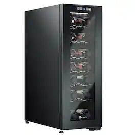 KingChii - 18-Bottle Freestanding Wine Cooler with Digital Temperature Control and Low Noise Compressor - Black