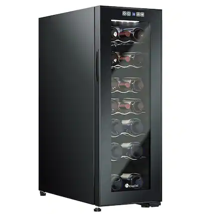 Front. KingChii - 18-Bottle Freestanding Wine Cooler with Digital Temperature Control and Low Noise Compressor - Black.