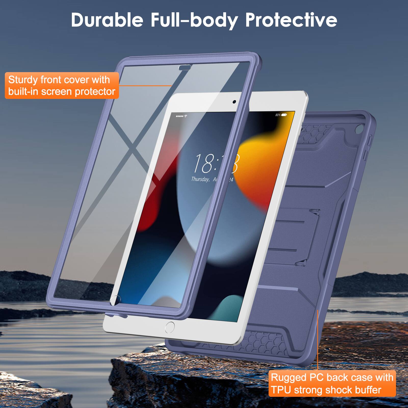 Durable Full-body Protective

Sturdy front cover with built-in screen protector

Rugged PC back case with TPU strong shock buffer