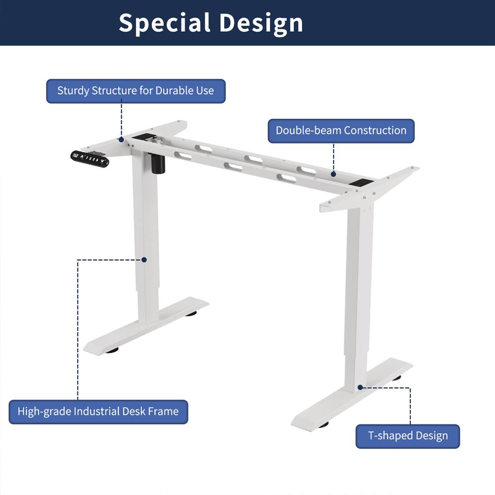 Special Design

- Sturdy Structure for Durable Use
- Double-beam Construction
- High-grade Industrial Desk Frame
- T-shaped Design