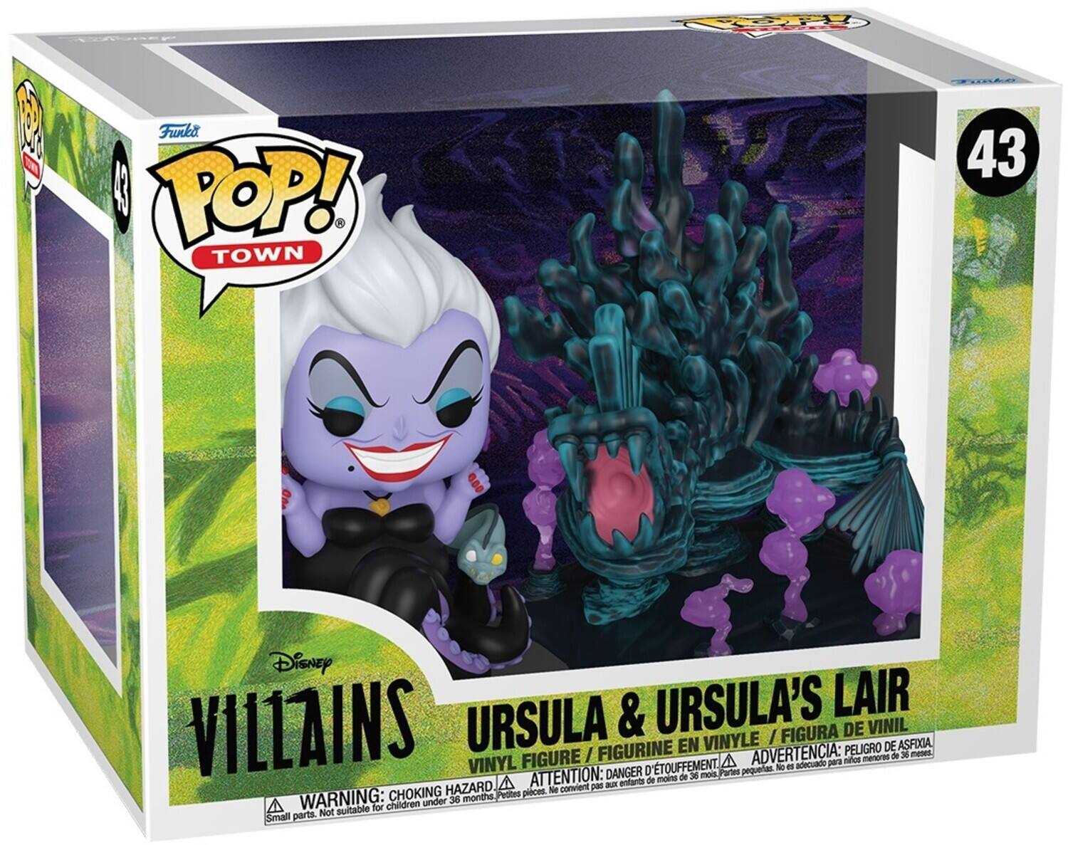 Funka I POP! TOWN 43 Disney & URSULA'S LAIR VILLAINS URSULA FIGURINE EN VINYLE ADVERTENCIA: PELIGRO DE ASFIXIA. FIGURA DE VINIL D'TOUFFEMENT. ATTENTION: DANGER 36 mois, Partes pequeas de moins de pas a enfants. WARNING: CHOKING HAZARD. Small parts. Not suitable for children under 36 months. Peotes
