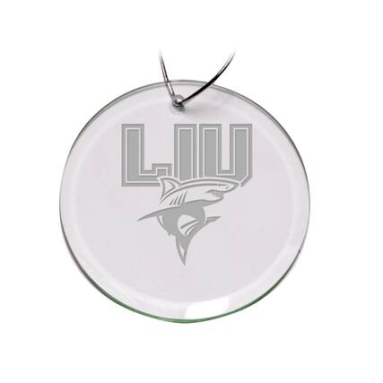 Front. Jardine - LIU Sharks Primary Logo 3'' Round Glass Ornament - Multicolor.