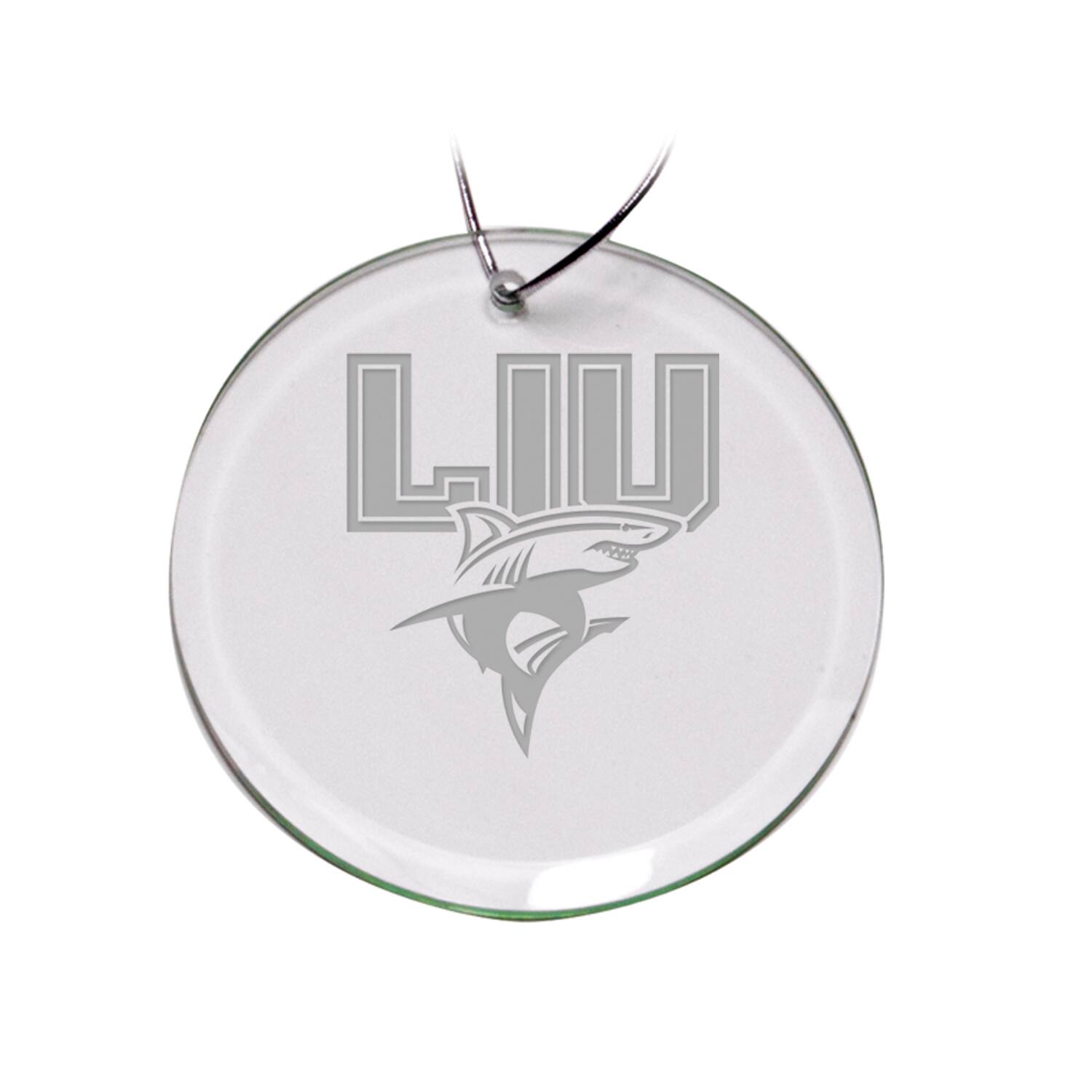 Front. Jardine - LIU Sharks Primary Logo 3'' Round Glass Ornament - Multicolor.