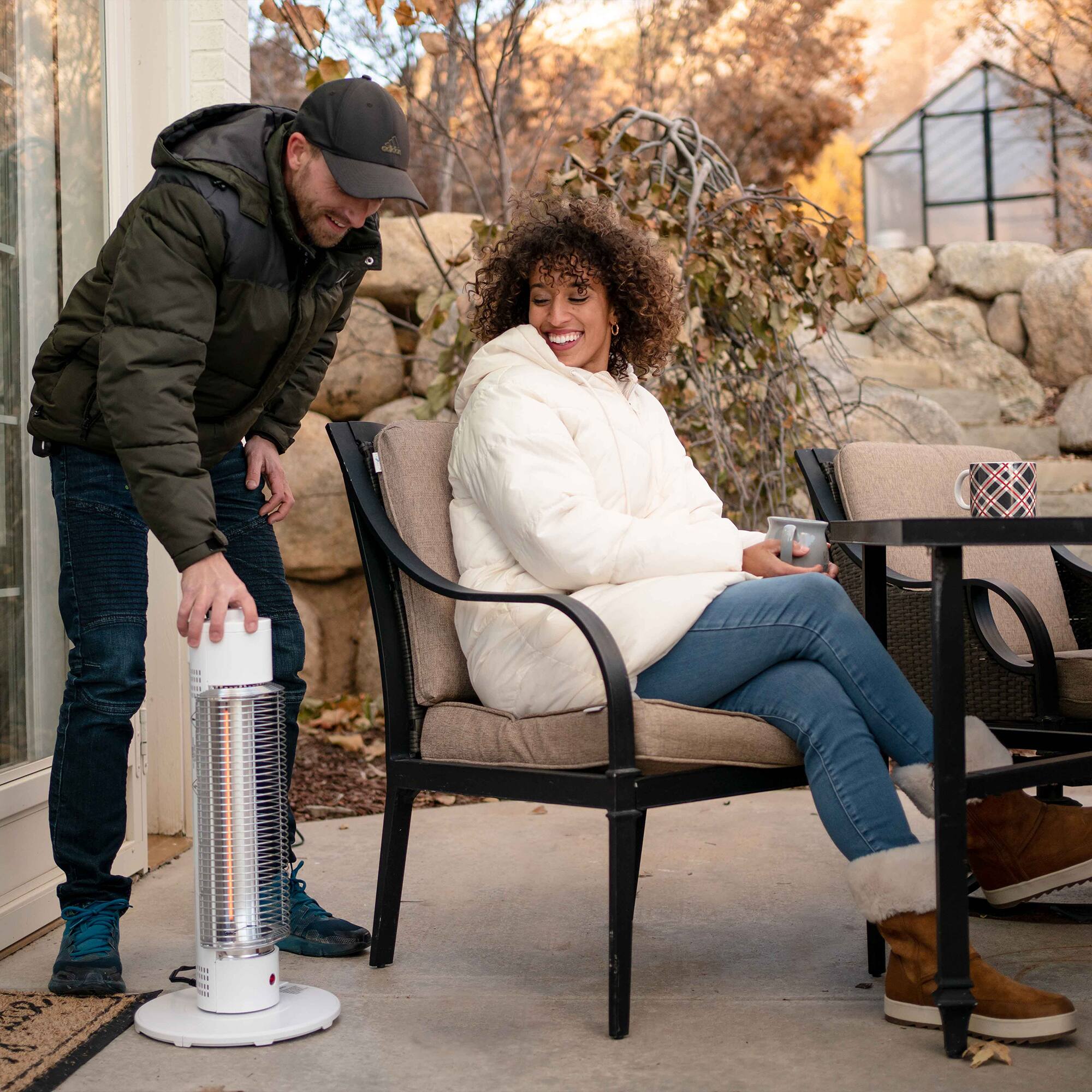 Alt View 3. Sengoku - HeatMate Medium Sized Efficient Electric Graphite Tower Indoor Space Heater - White.