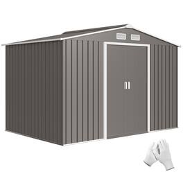 Outsunny - x 6' Outdoor Storage Shed, Garden Tool Metal Shed with Foundation Kit - Light Gray