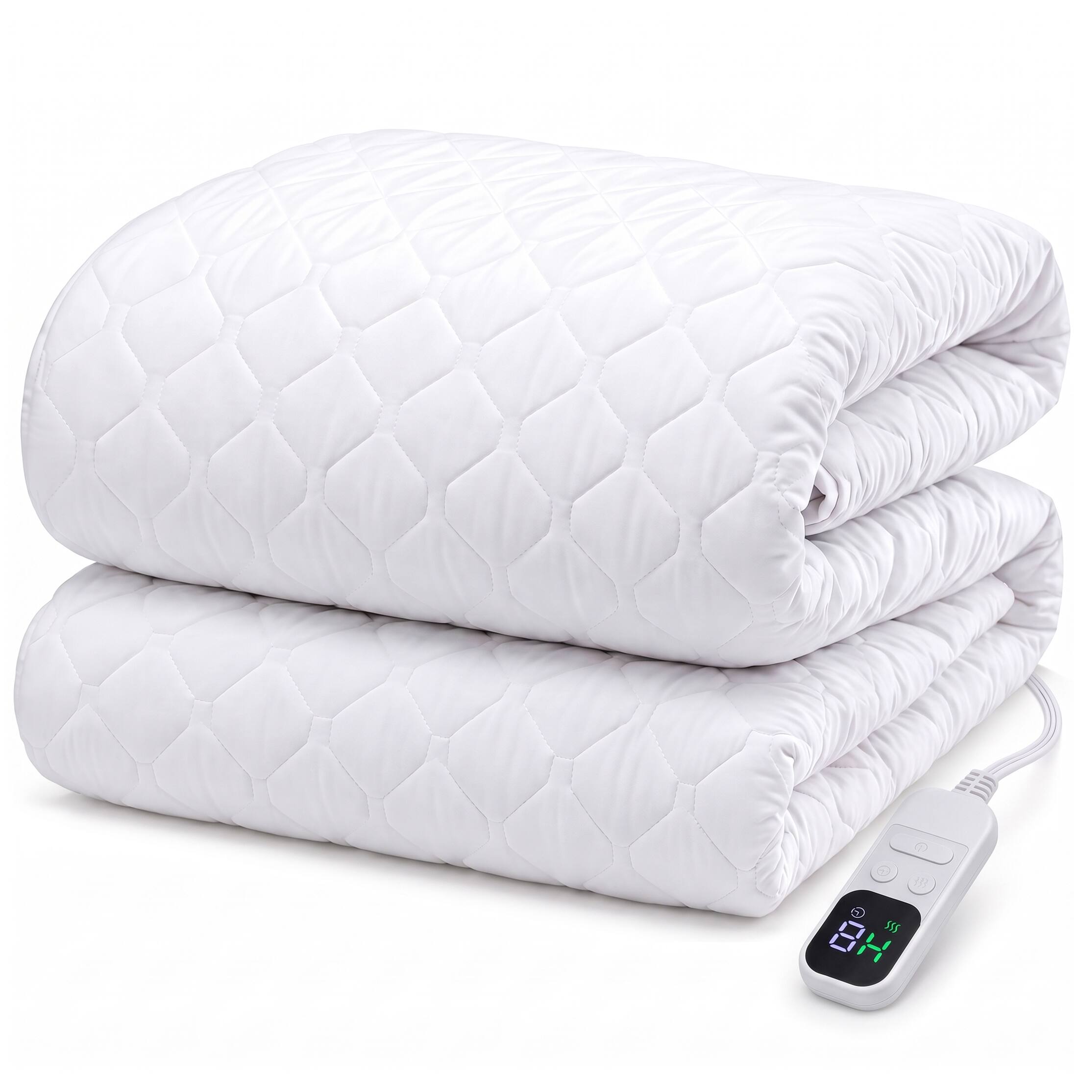 Front. Sweetcrispy - 75''x 39'' Electric Heated Mattress Pad Twin Size, 12H Timer, 10 Heating Levels, Overheat Protection - White.