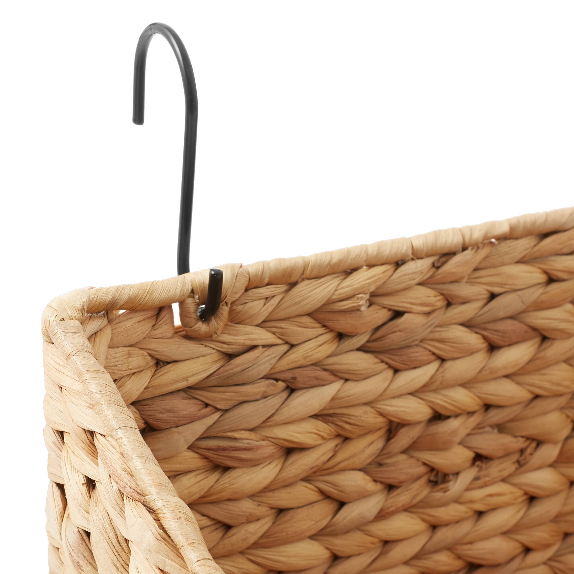 Alt View 4. Casafield - 2pk Hanging Baskets w/ Hooks - Woven Hyacinth Wall Mount Storage Bins - Natural.