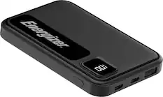 Front. Energizer - MAX 5,000mAh 15W USB-C 3-Port Universal Portable Battery Charger/Power Bank w/ LCD screen for Smartphones & Accessories - Black.
