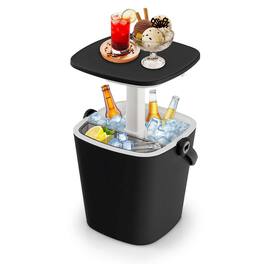 Costway - 4 Gallon Portable Cooler Bar Table with Handle Bottle Opener & Lift Top Lid - Black