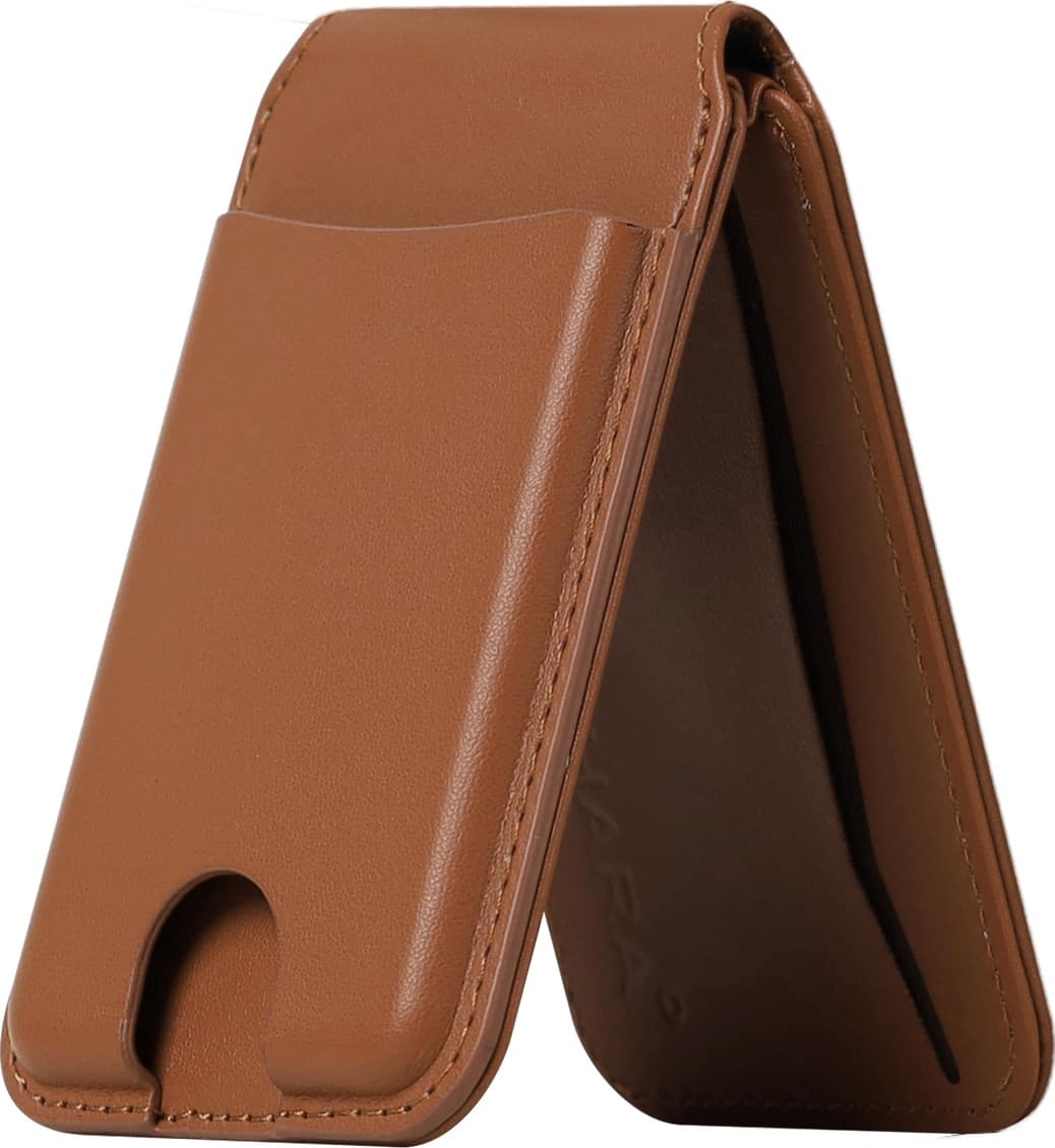 Angle. SaharaCase - Venture Series Wallet with MagSafe for Apple iPhone - Brown.