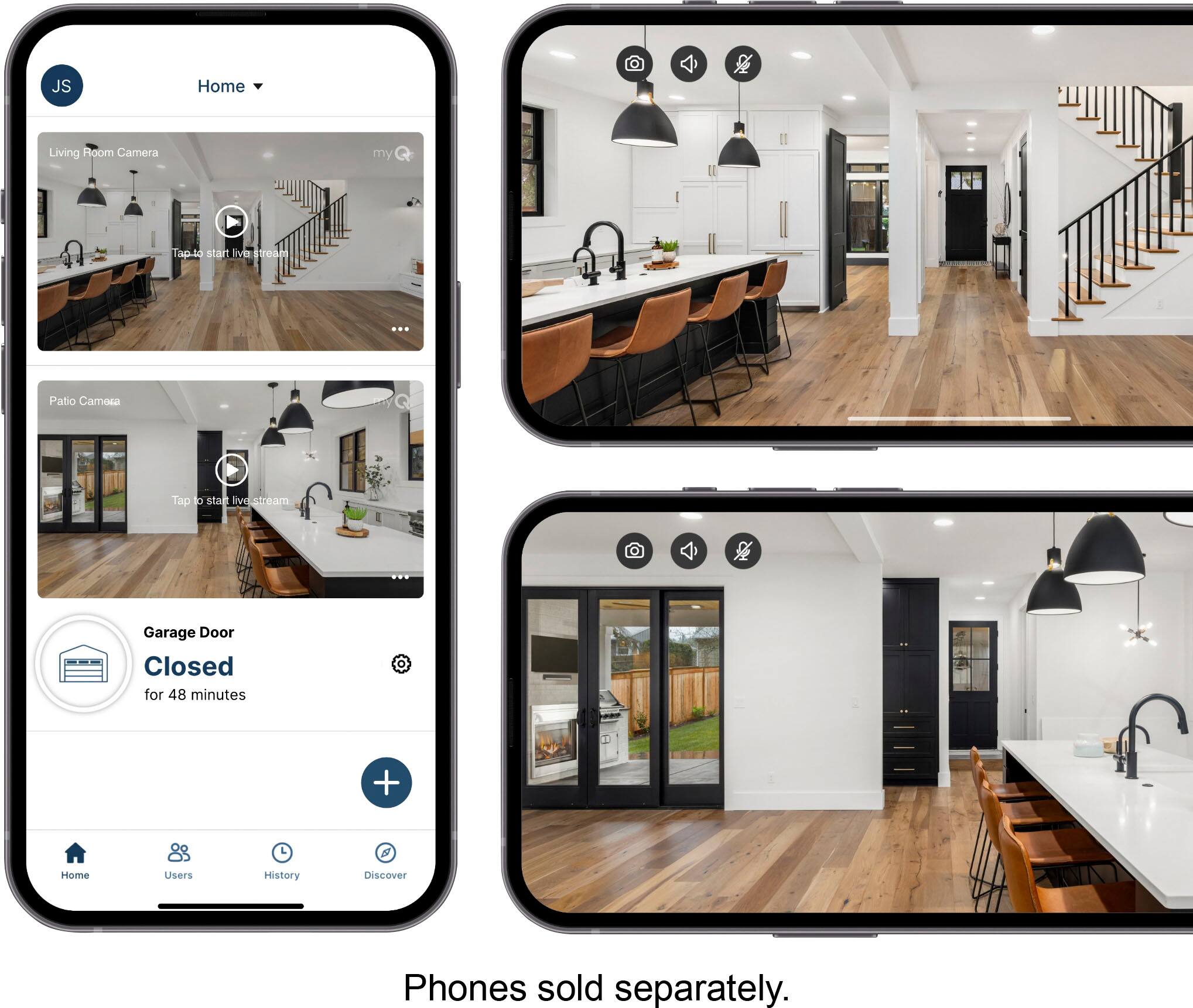 Group:

1. JS Home Living Room Camera my Tapo stan live sr000 ... Patio Camosa Tap o staf live.stream live Garage Door Closed for 48 minutes + Home Users History Discover Phones sold separately.

Corrected text:

1. JS Home Living Room Camera my Tapo stan live sr000 ... Patio Camosa Tap o staf live.stream live Garage Door Closed for 48 minutes + Home Users History Discover Phones sold separately.