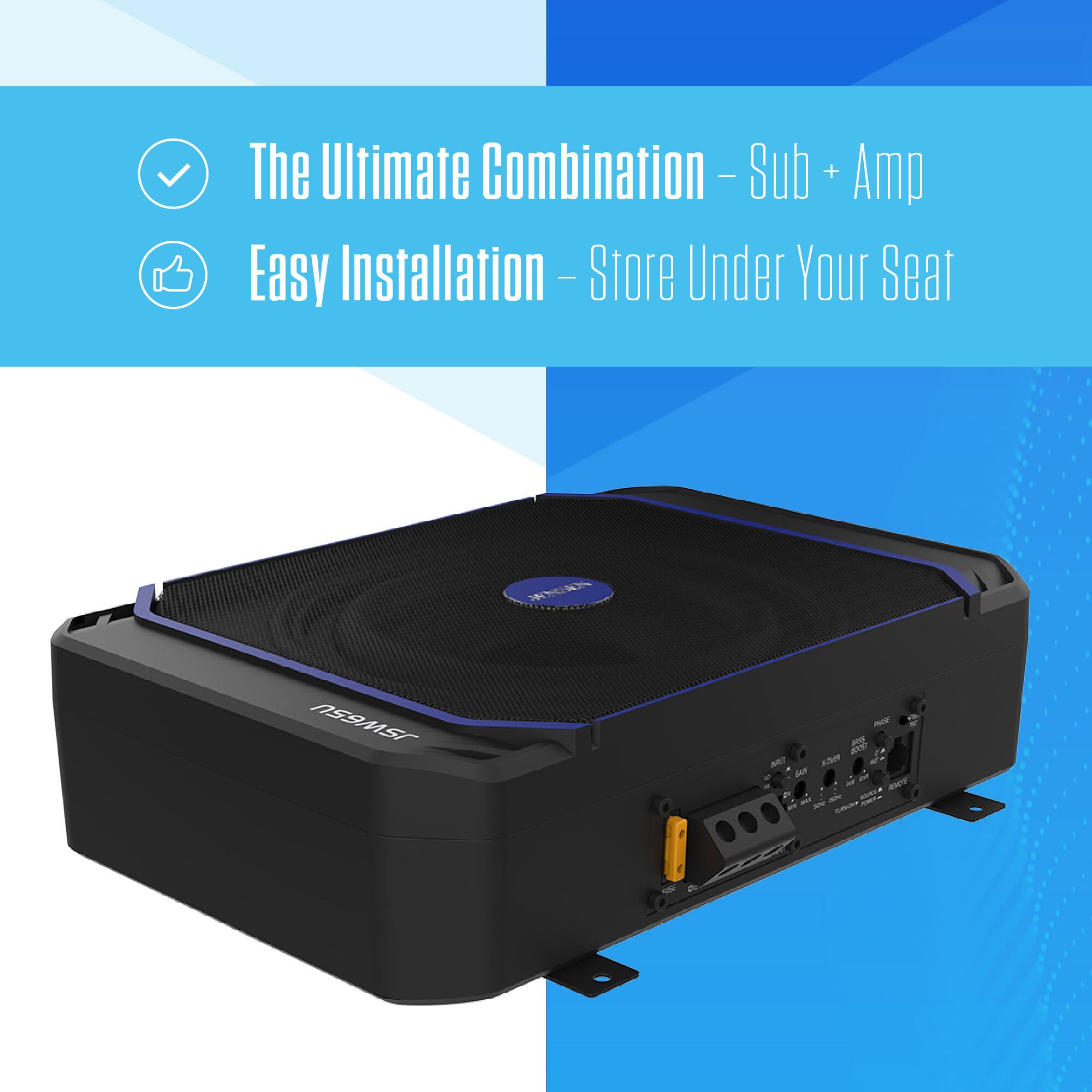 The Ultimate Combination - Sub + Amp  
Easy Installation - Store Under Your Seat  
nS9MST