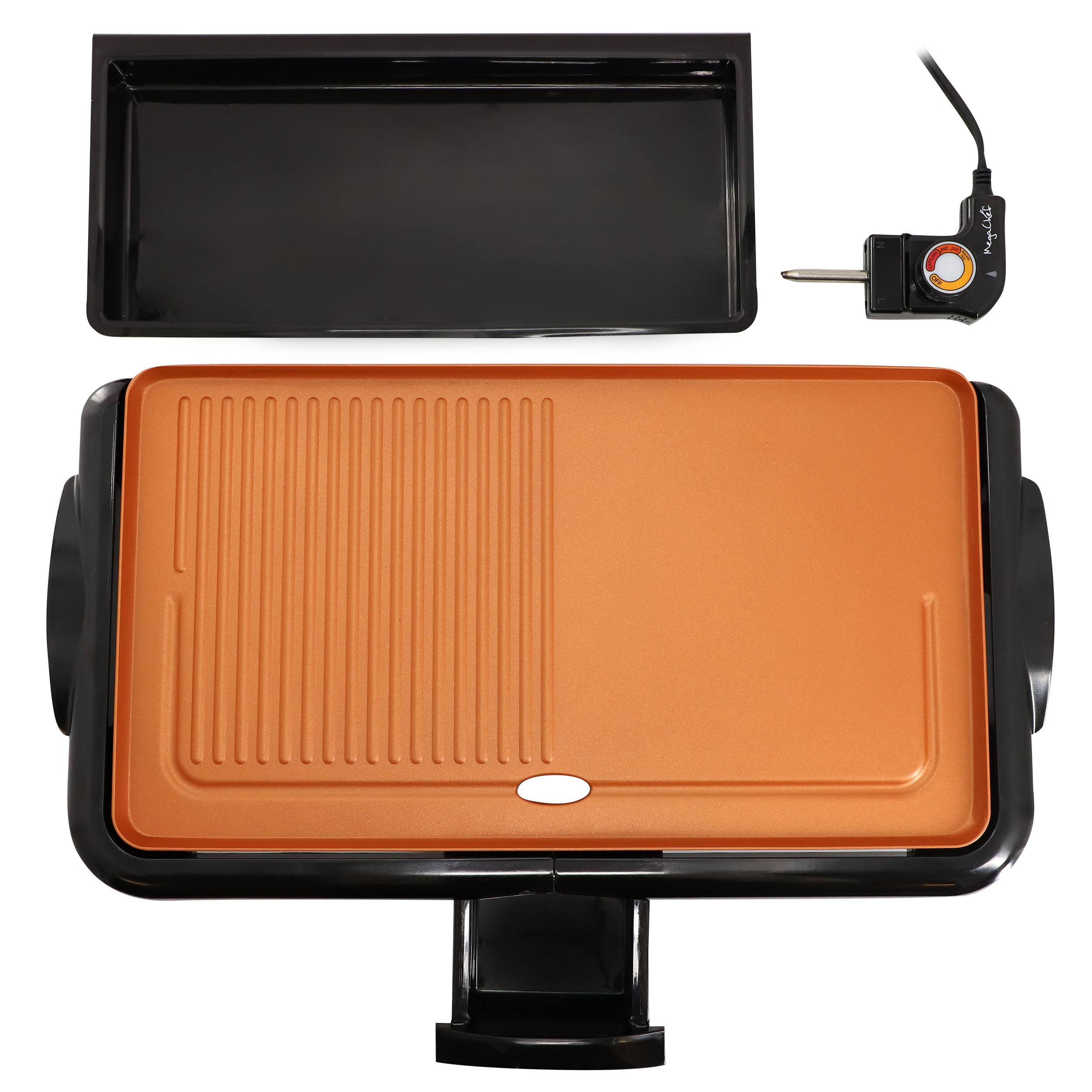 Alt View 5. MegaChef - MegaChef 18.89 Inch Electric Grill and Griddle in Black with Copper Coating - Black.