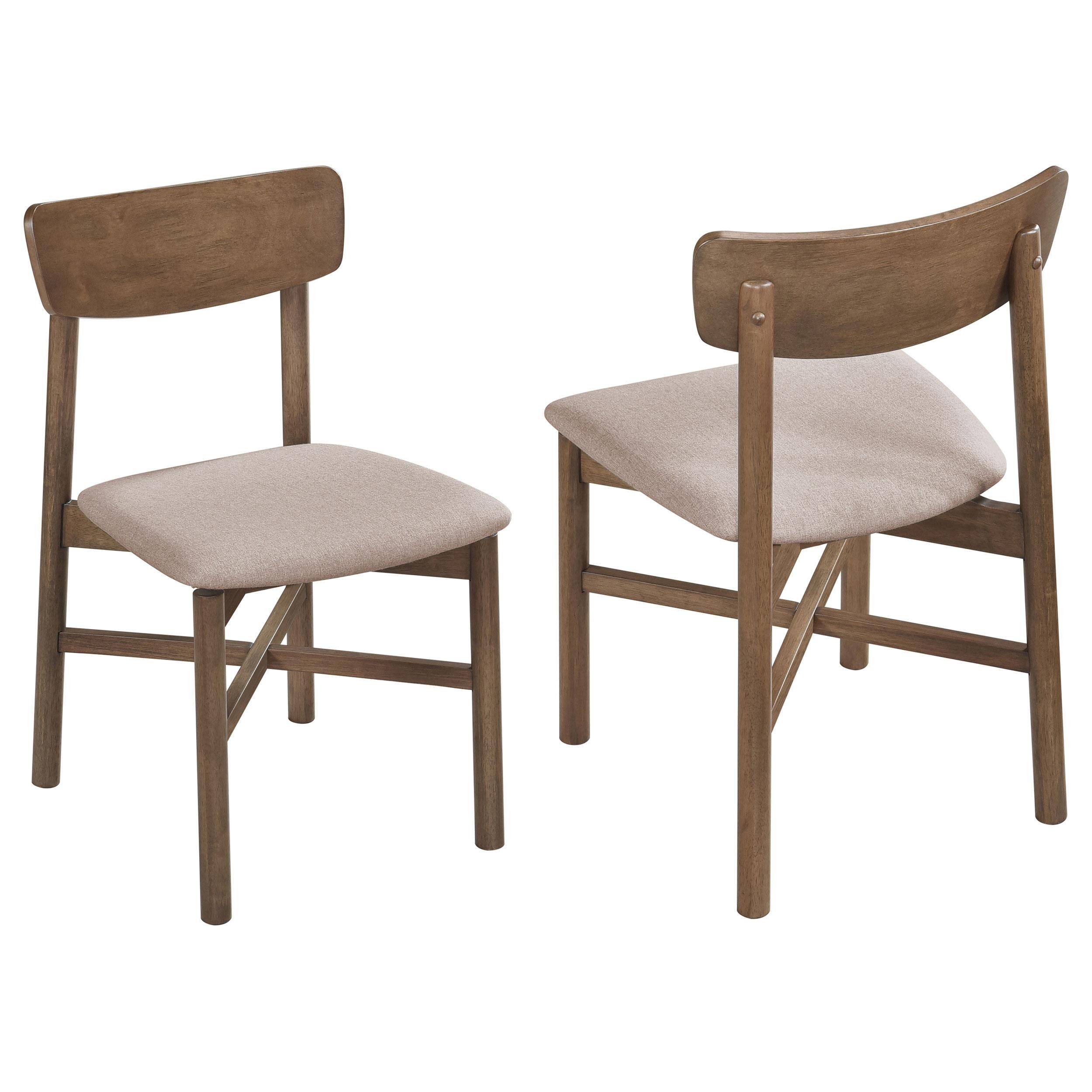 Front. Manhattan Lane - Rida Accent Dining Chair Set of 2, Gray Fabric, Dark Brown Hardwood - Brown, Gray.