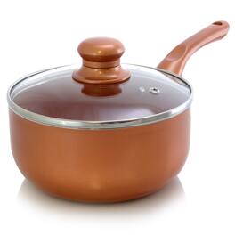 Better Chef - 2 Qt. Colored Ceramic Coated Saucepan with glass lid - Copper