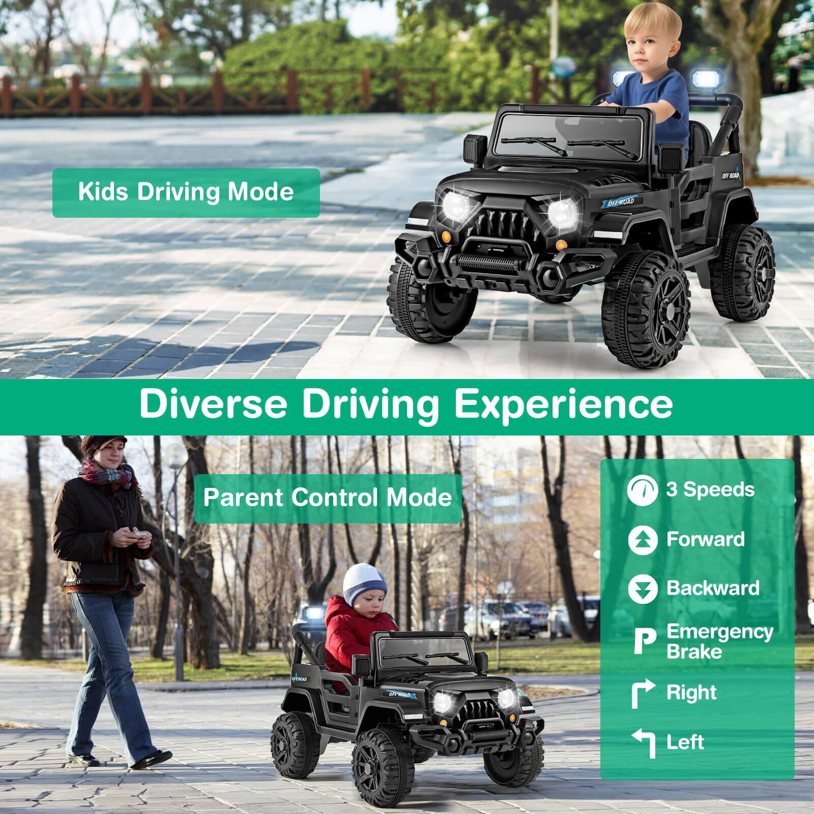 Kids Driving Mode

Diverse Driving Experience

Parent Control Mode

3 Speeds
Forward
Backward
Emergency Brake
Right
Left