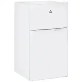 Tiramisubest - Double Door Fridge with Freezer,3.2 Cu.Ft Compact Refrigerator with Adjustable Shelf,Thermostat & Reversible Door - White