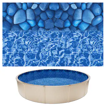 Front. VEVOR - 18ft Pool Liner, Round Overlap Swimming Pool Liner for 52 in Wall Height, Premium Vinyl, Easy Install with Leak-Proof - Boulder Swirl.