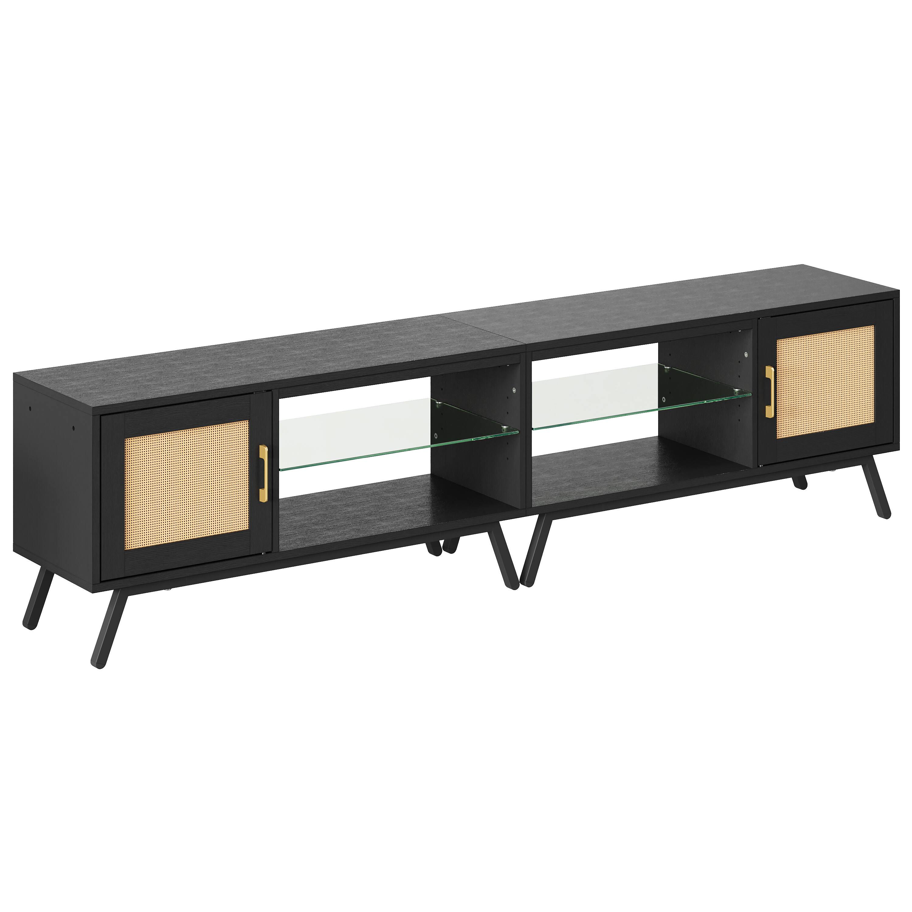 Alt View 6. Bestier - 80'' Rattan TV Stand for TVs up to 85" - Black.