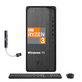 HP - Upgraded - OmniDesk Desktop (Ryzen 3 8300G, 32GB, 2TB SSD, AMD Radeon 740M, WiFi 6, Bluetooth 5.4, Win 11 Pro) w/USB Hub - Gray Wood