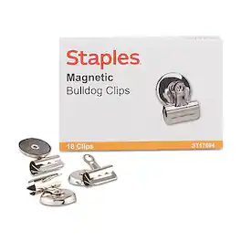 Staples - Magnetic Bulldog Clips, 1.25"W, 18/Pack - Metallic