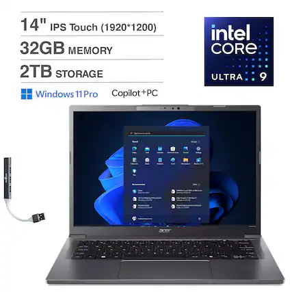 14" IPS Touch (1920*1200)
32GB MEMORY
2TB STORAGE
Windows 11 Pro
Copilot+PC
intel CORE ULTRA 9