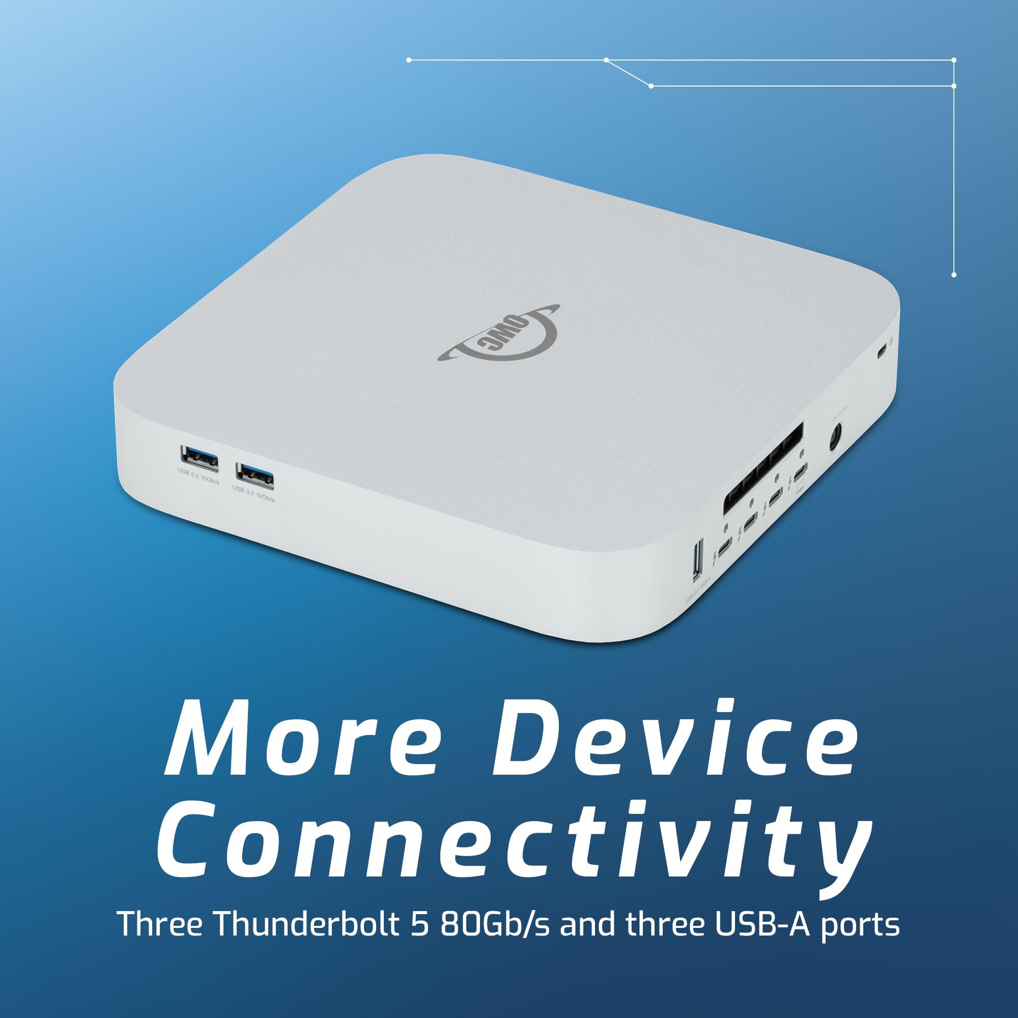 More Device Connectivity  
Three Thunderbolt 5 80Gb/s and three USB-A ports