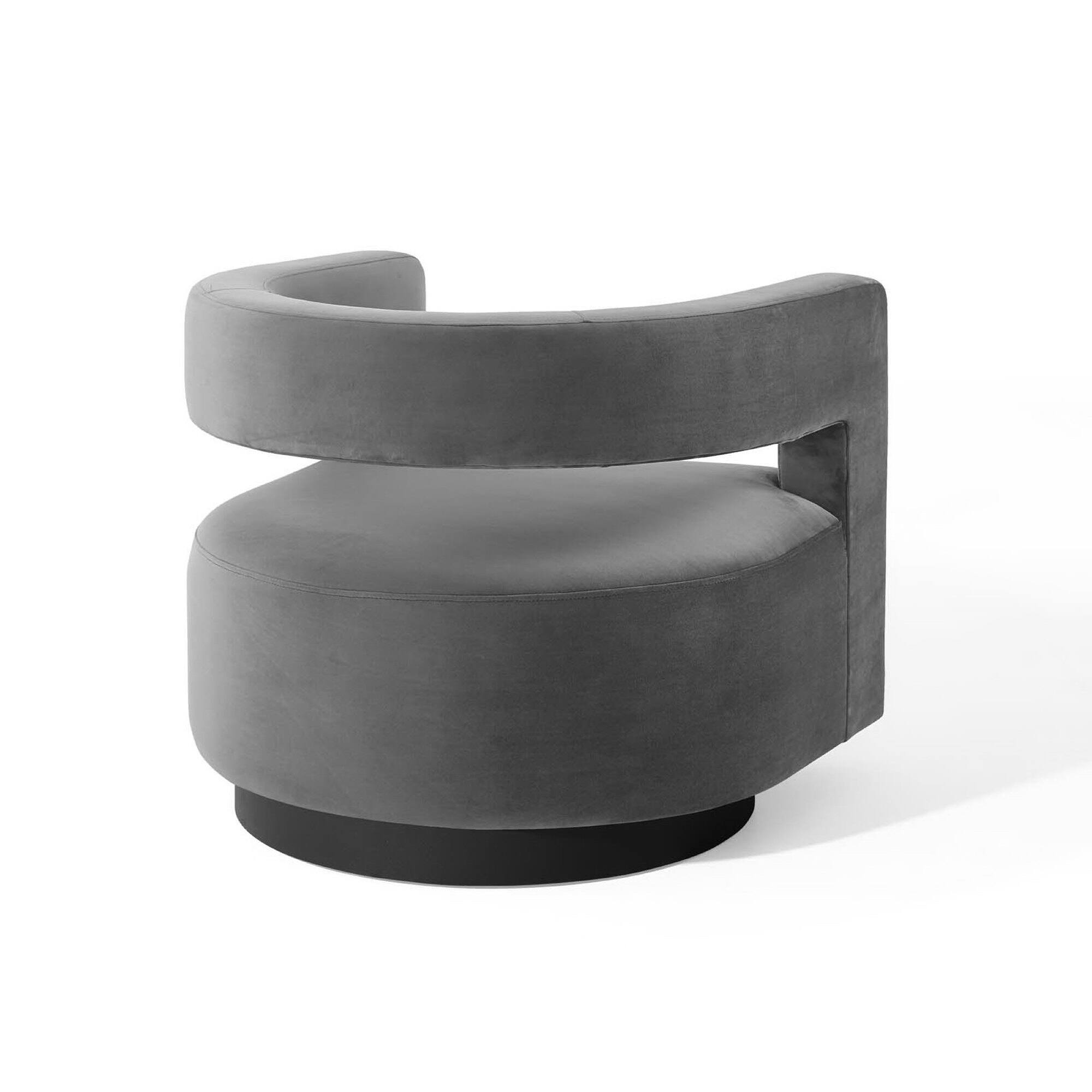 Alt View 1. Modway - Spin Cutaway Performance Velvet Swivel Armchair by Modway - Gray.