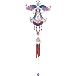 FC Design - 33" Long Purple Angel Copper and Gem Wind Chime Outdoor Patio or Garden Hanging Decoration - Multi-Color
