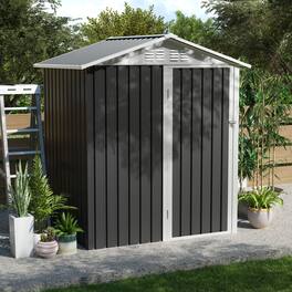 Anysun - 5.4x4.27 FT Outdoor Storage Shed with Hinge Door – Metal Garden Shed for Backyard, Patio, Lawn, Utility & Bike Storage - Gray