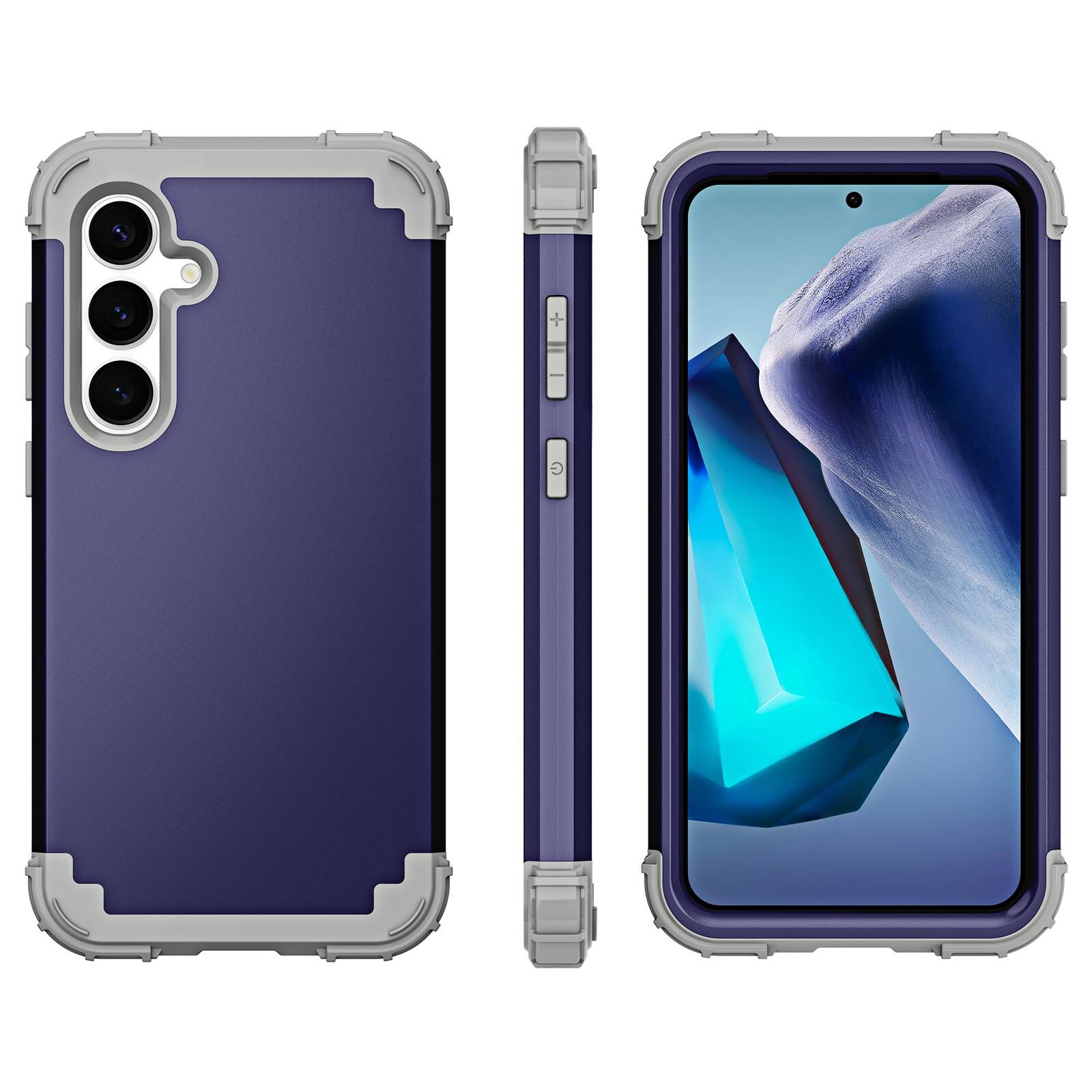 Alt View 1. Dteck - Case for Samsung Galaxy S25+/S25 Plus,Shockproof Soft Silicone Bumper Hard PC Back Cover,3-Layers Protective Shell - Darkblue.