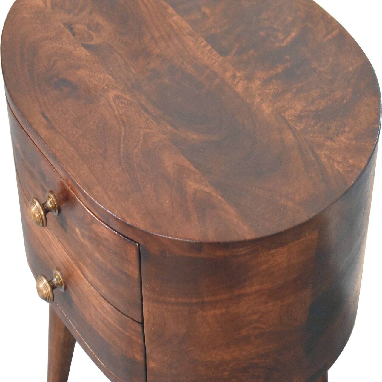Alt View 1. Artisan Furniture - Artisan Furniture Solid Wood California Walnut Rounded Bedside Table, 2 Drawers, Dark Brown - Dark Brown.