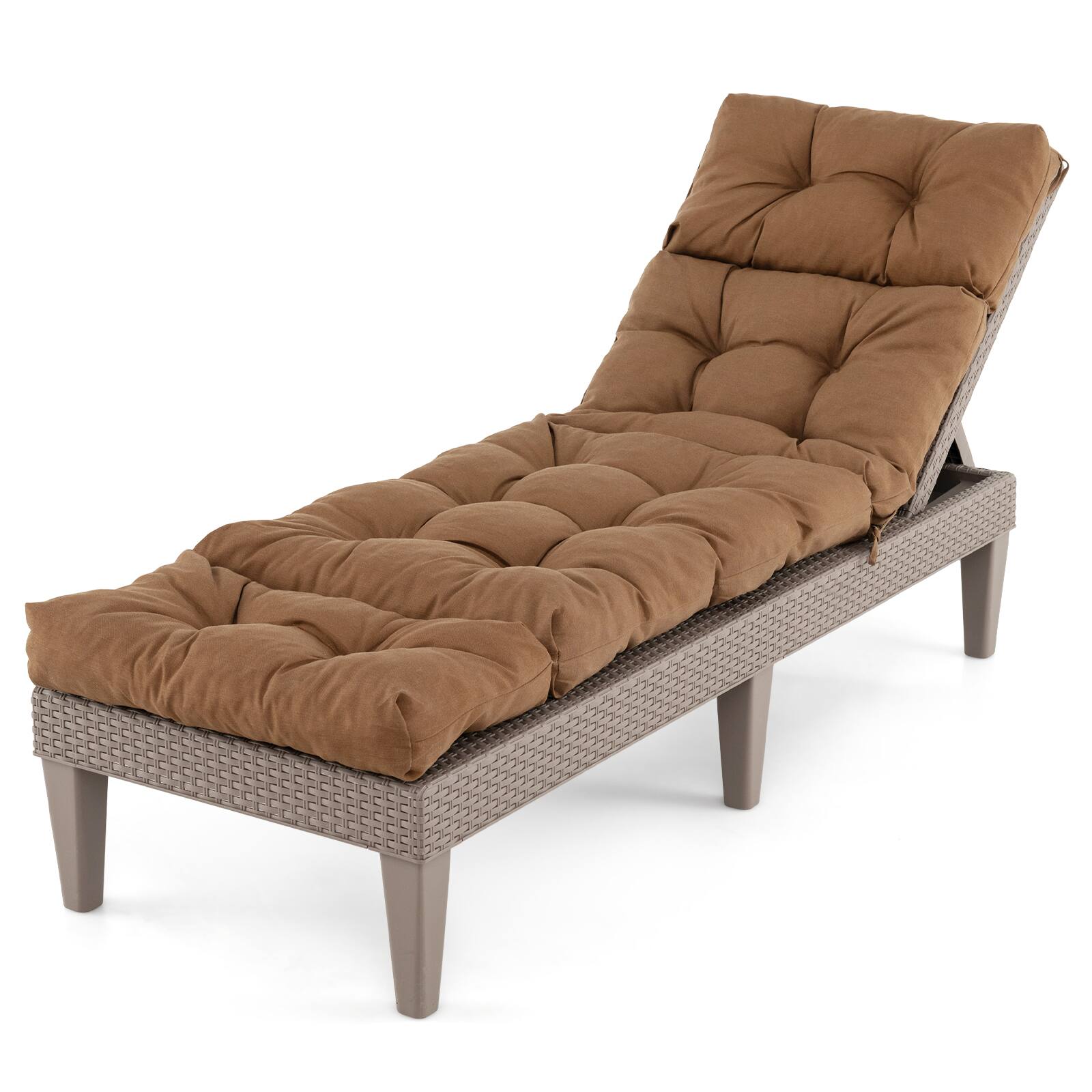 Alt View 4. Gymax - Gymax Set of 4 73'' Lounge Chaise Cushion Padded Recliner Cushion Brown - Brown.