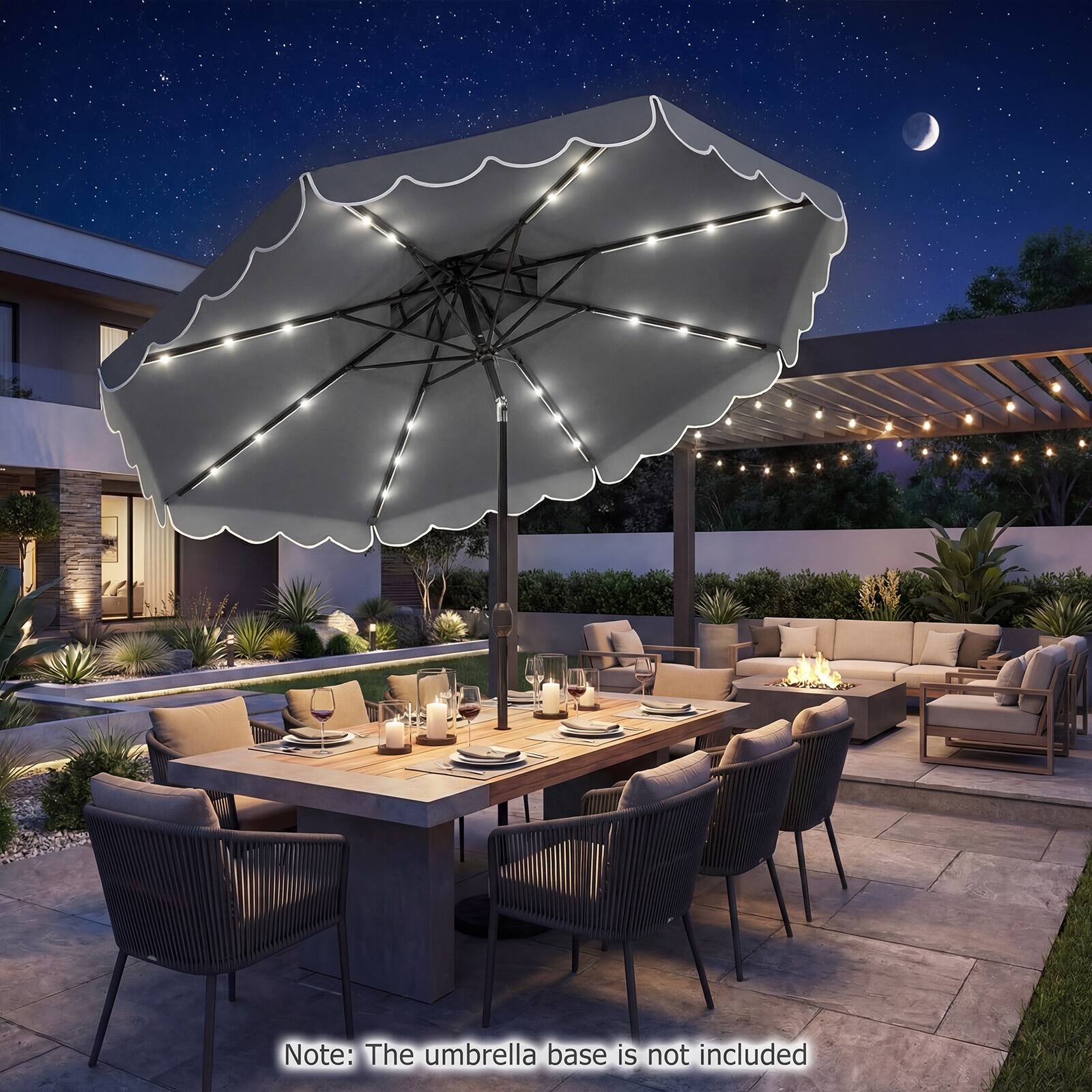 Note: The umbrella base is not included