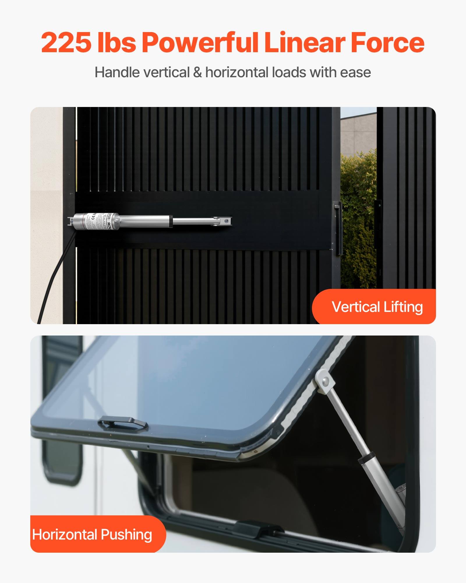 225 lbs Powerful Linear Force  
Handle vertical & horizontal loads with ease  

Vertical Lifting  
Horizontal Pushing