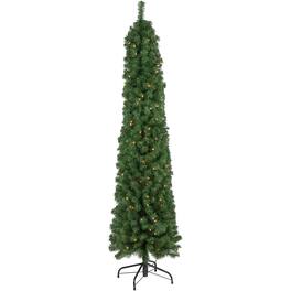Northlight - 6' x 20" Pre-Lit Traditional Pine Pencil Artificial Christmas Tree - Clear Lights - Green