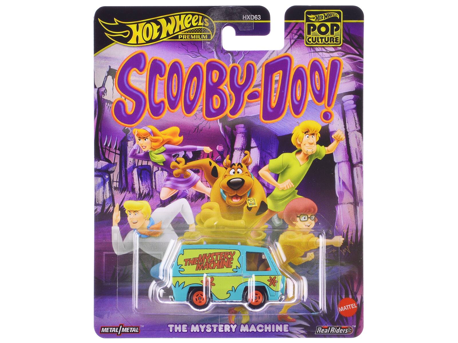 HXD63 HOT WHEELS PREMIUM POP 3 CULTURE SCOOBY-DOO! THE MYSTERY MACHINE MATTEL 1M METAL / METAL THE MYSTERY MACHINE Real Riders