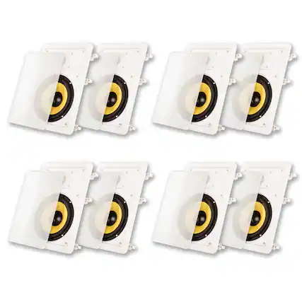 Front. Acoustic Audio by Goldwood - HD-650 in Wall 6.5" Speakers Home Theater Surround Sound 4 Pair Pack - Paintable White.
