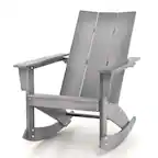 Front. Gymax - Gymax Set of 2 Adirondack Rocking Chair All Weather HDPE Rocker Grey Patio - Grey.