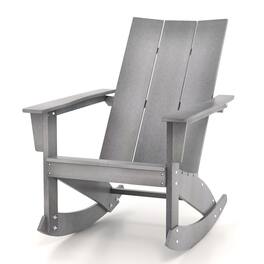 Gymax - Set of 2 Adirondack Rocking Chair All Weather HDPE Rocker Grey Patio - Gray
