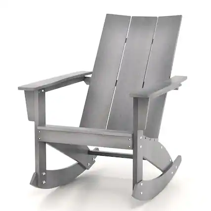 Front. Gymax - Gymax Set of 2 Adirondack Rocking Chair All Weather HDPE Rocker Grey Patio - Grey.