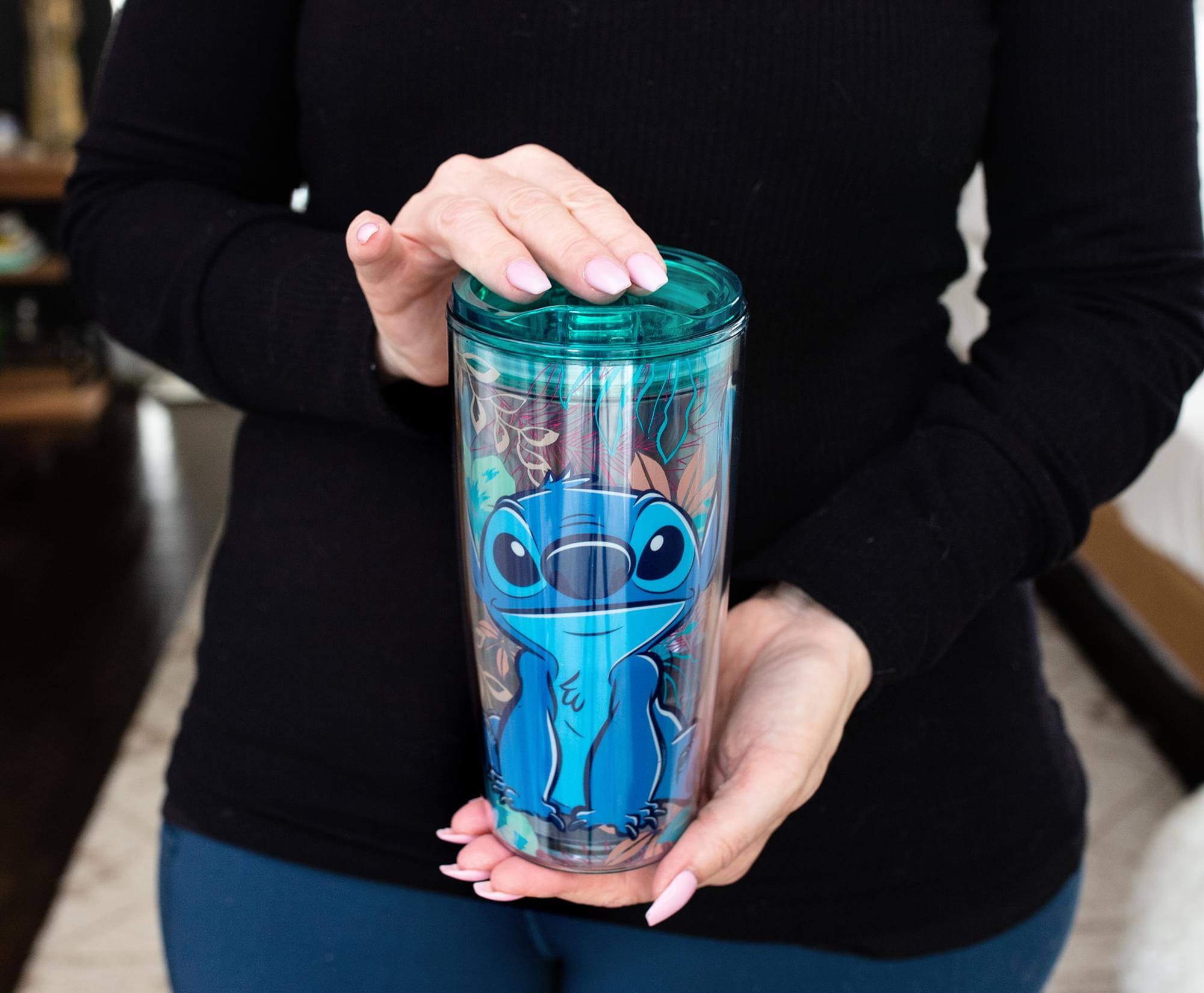 Alt View 10. Silver Buffalo - Disney Lilo & Stitch Travel Tumbler with Slide Close Lid | Holds 20 Ounces - Blue.