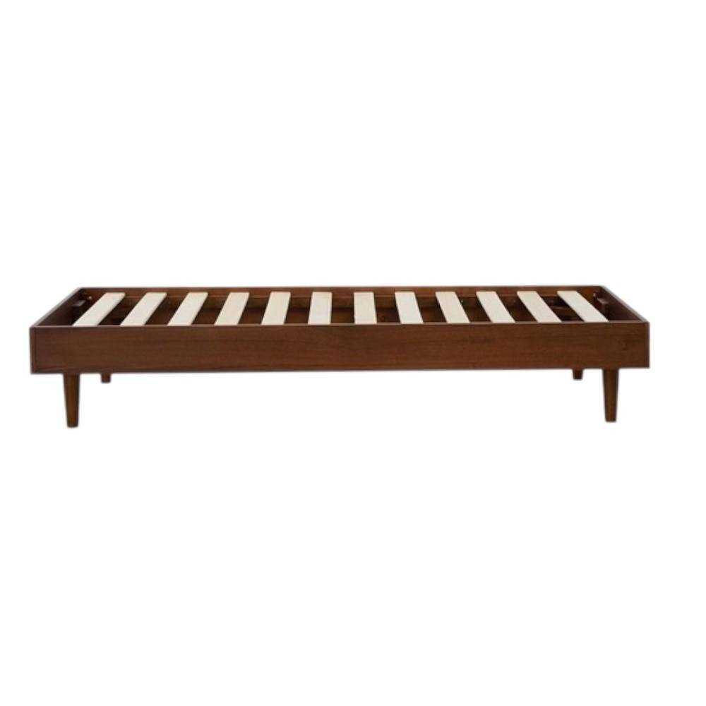 Hivvago - Twin size Mid-Century Modern Platform Bed Frame Wood Finish - Dark Brown