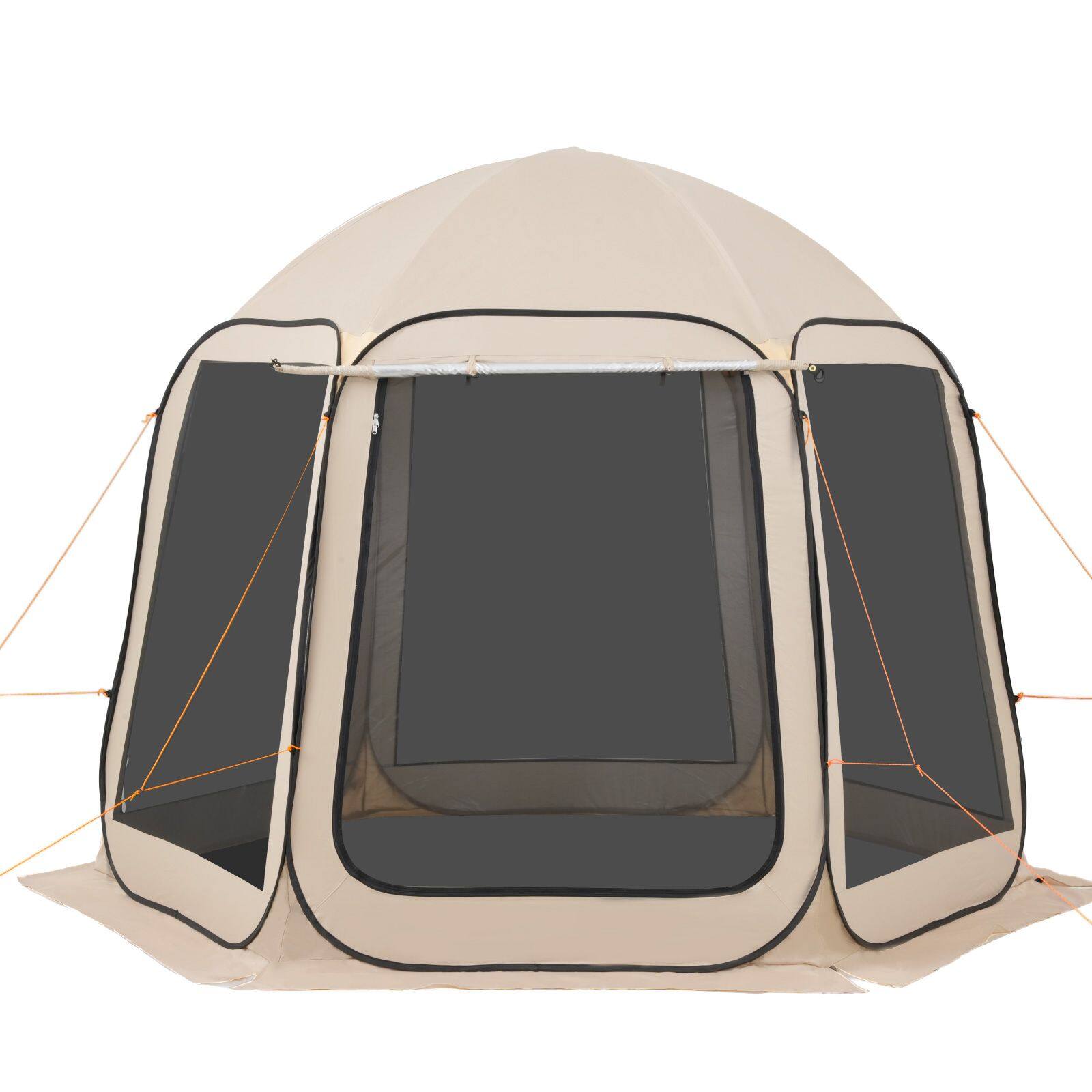 Left. Loheer - Loheer Screen House Tent 10x9.2 ft Pop Up Portable Screened Canopy with Awning Beige - Beige.